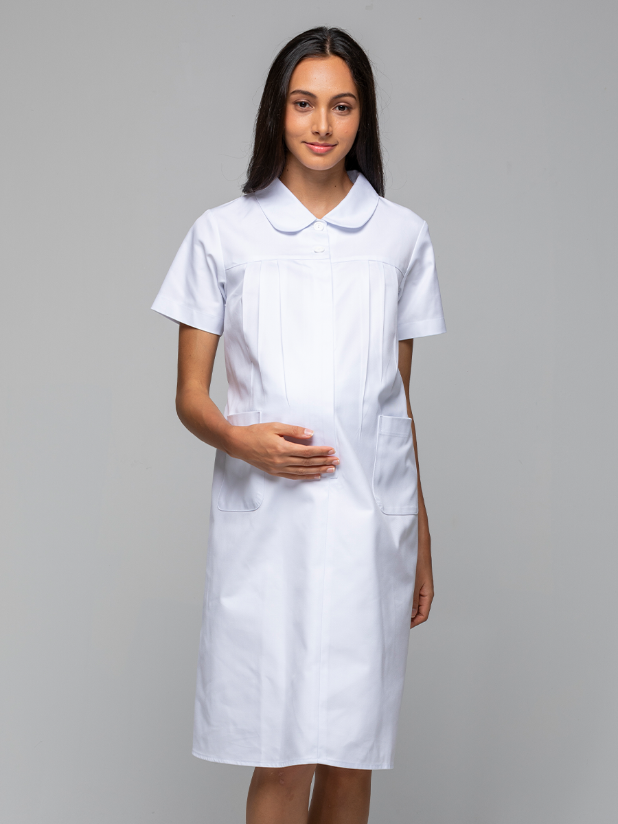 【 B802-W0 】孕婦洋裝-B立挺布-純粹白