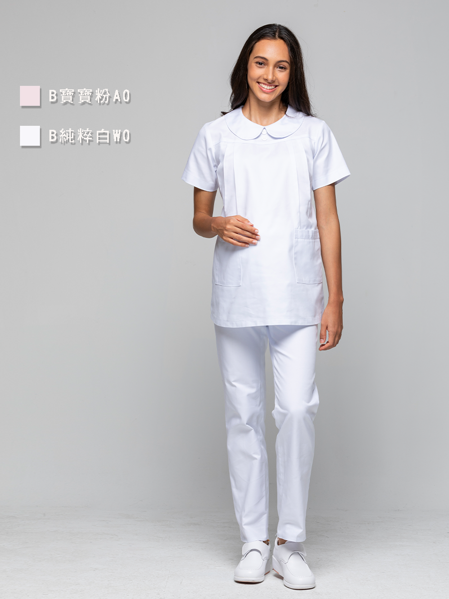【 B801-W0 】孕婦衣褲套裝-B立挺布-純粹白