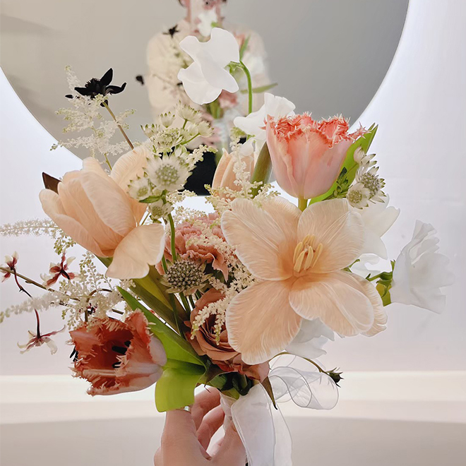 橢圓韓式捧花_焦糖橘