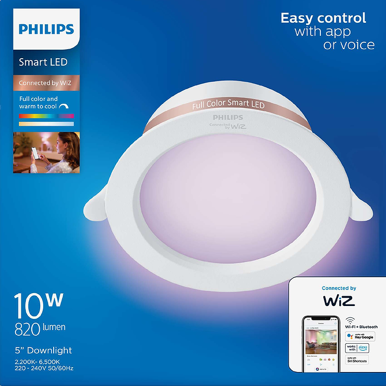 Philips RGB 10W 5" Smart Wi-Fi WiZ Connected recessed downlight 智能彩色嵌入式筒燈