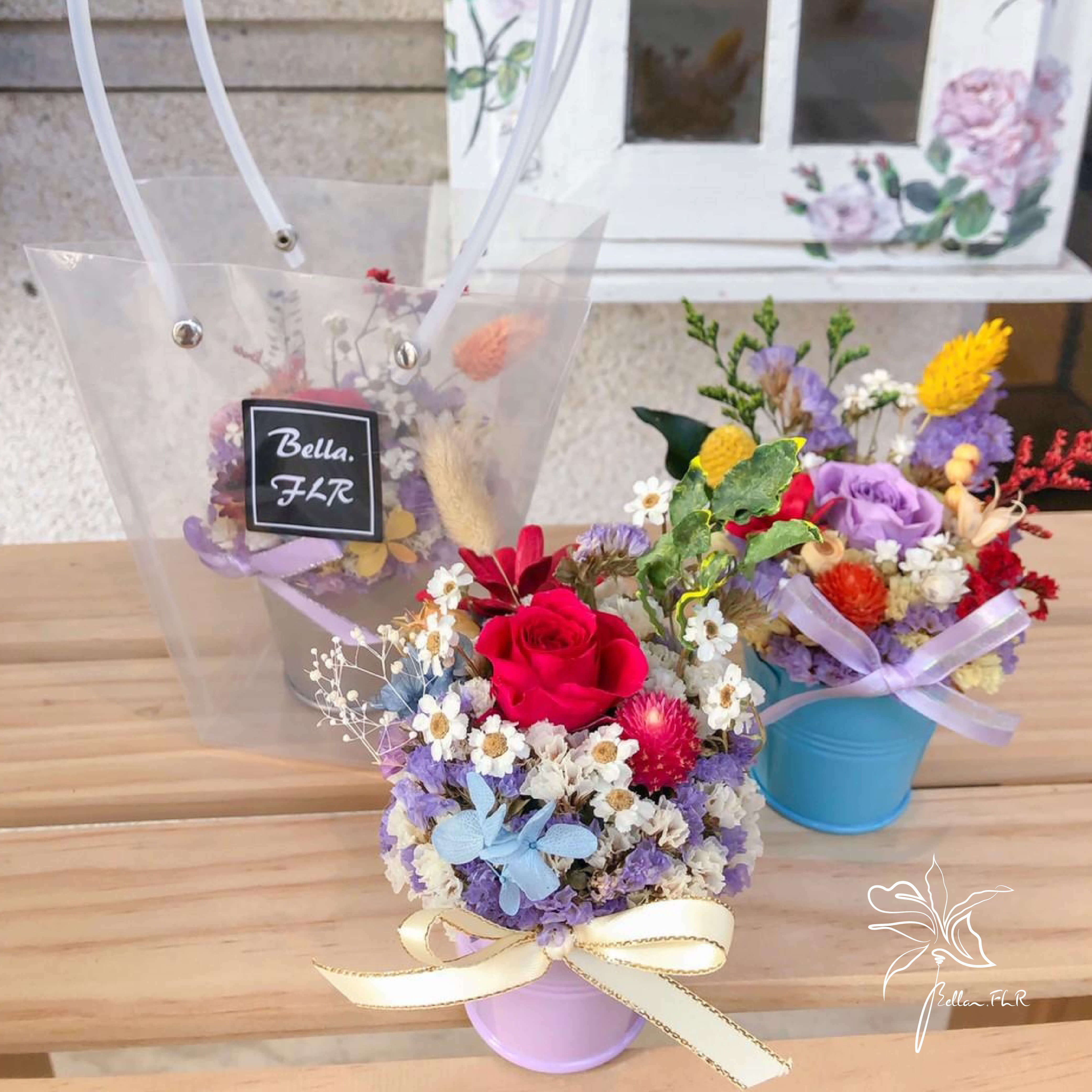 【花田甜】永生乾燥小型盆花-不挑色