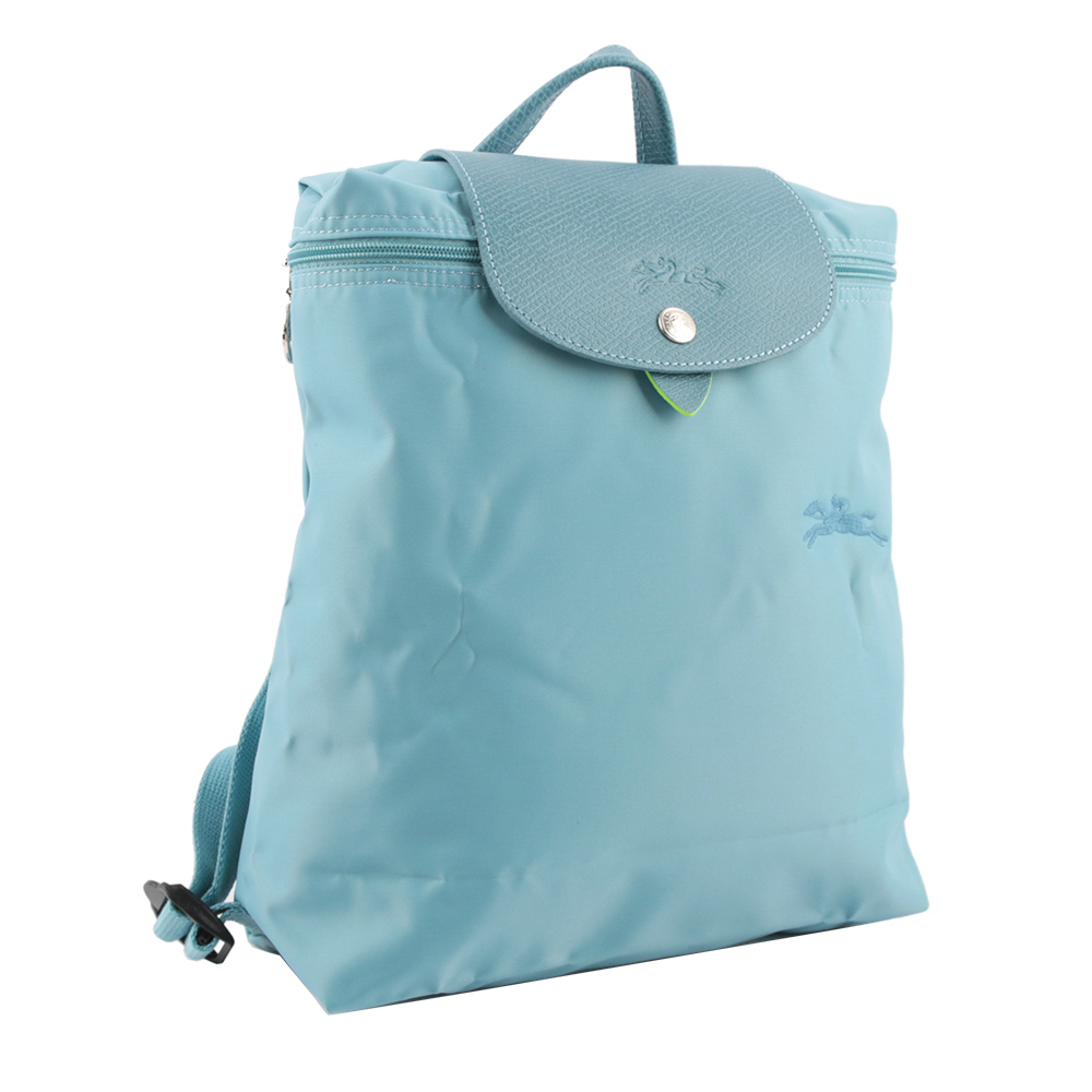【LONGCHAMP】LE PLIAGE GREEN再生帆布折疊後背包(雷雨藍) L1699 919 P58