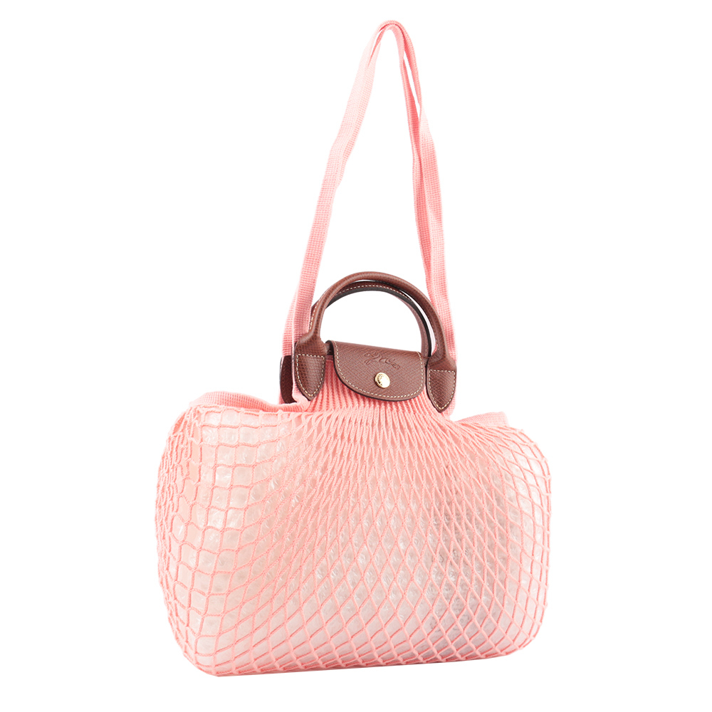 【LONGCHAMP】LE PLIAGE FILET 二用漁網包(腮紅粉)