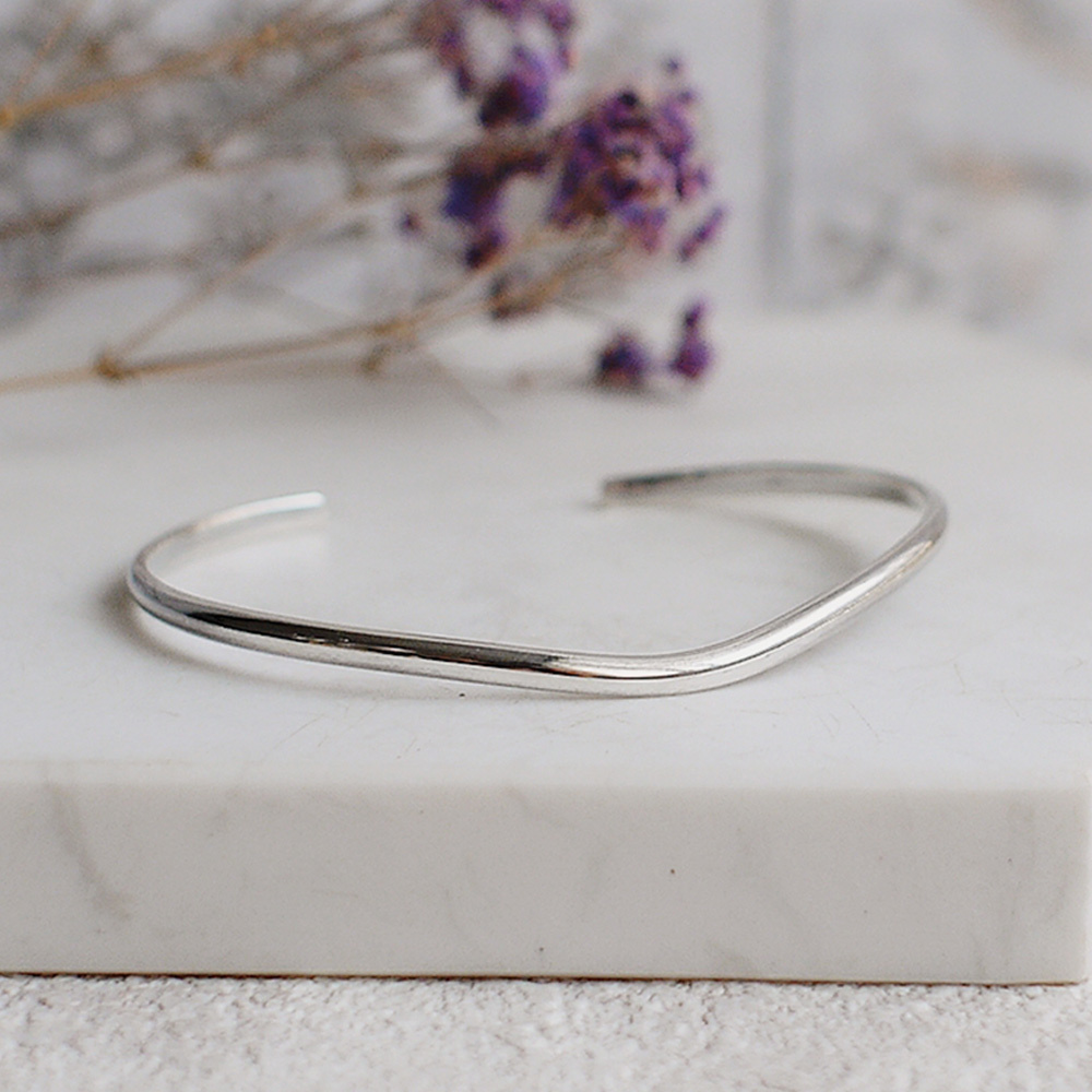 羅曼史純銀手環/SB926N 簡約波浪線條 開口式手鐲 聖誕禮物禮盒