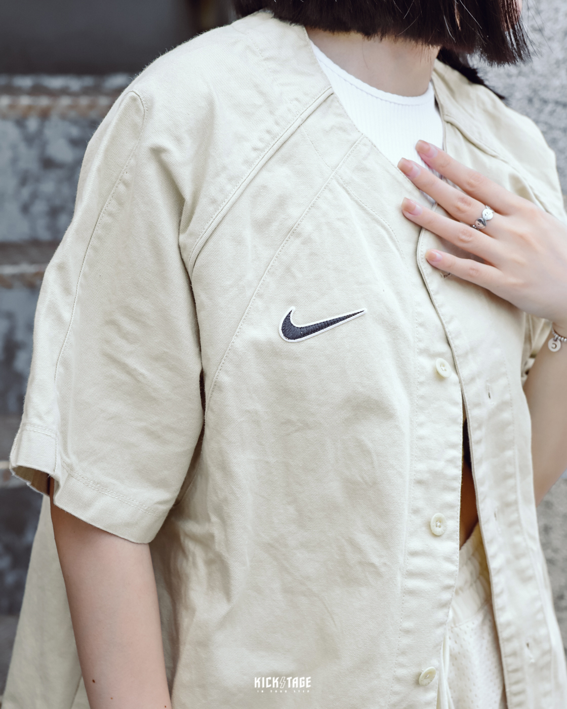**特價商品售出不退換**男女款 NIKE SB SKATE BASEBALL JERSEY 亞麻色 刺繡小勾 排扣 挺料 重磅 棒球襯衫 外套【DQ6283-206】