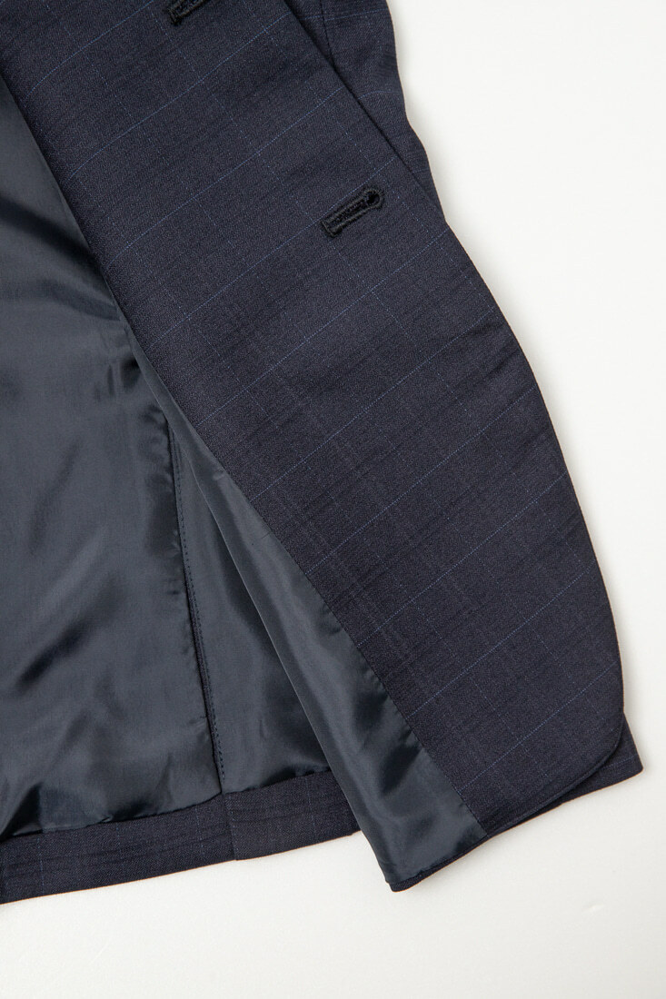 藍色格紋西裝男正裝-下擺設計