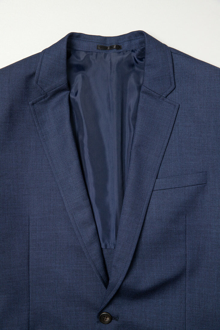 藍色半裡西裝男正裝-領口設計