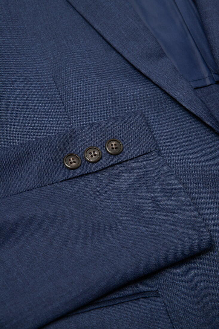 藍色半裡西裝男正裝-排扣設計