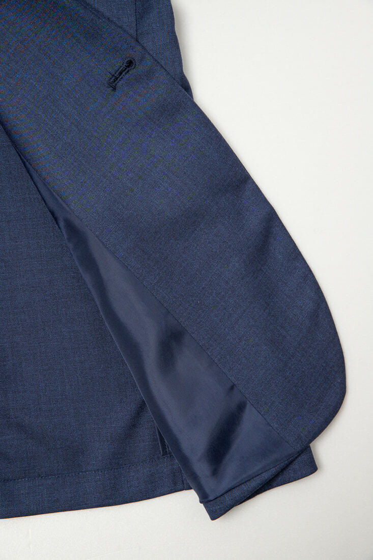 藍色半裡西裝男正裝-下擺設計