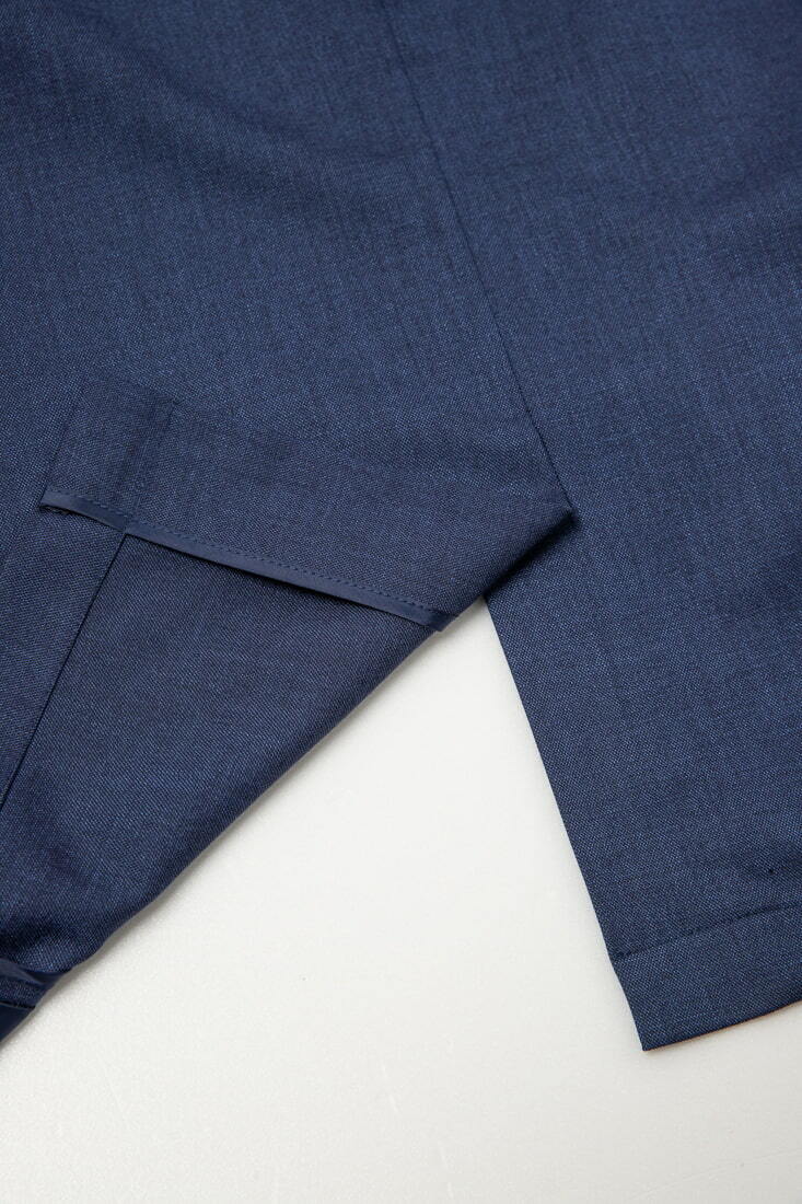 藍色半裡西裝男正裝-後開中叉設計