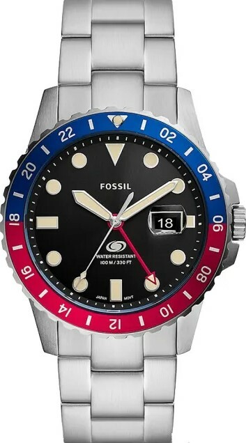 萬年鐘錶 - Fossil  水鬼造型限量BLUE GMT雙時區運動男錶 LE1156   錶徑42MM