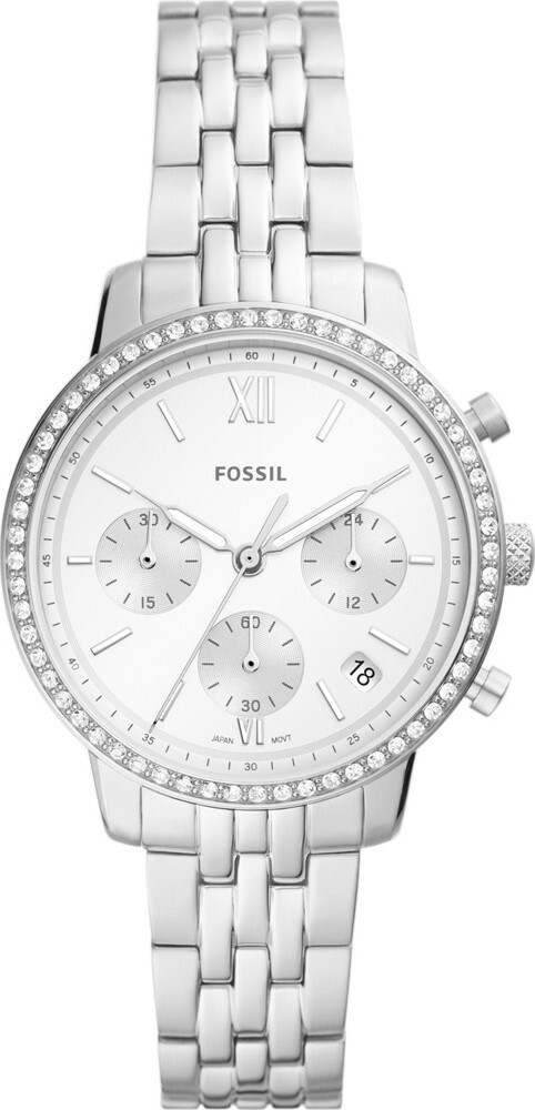 萬年鐘錶 - Fossil    晶鑽全不鏽鋼色三眼女錶  ES5217  錶徑36MM