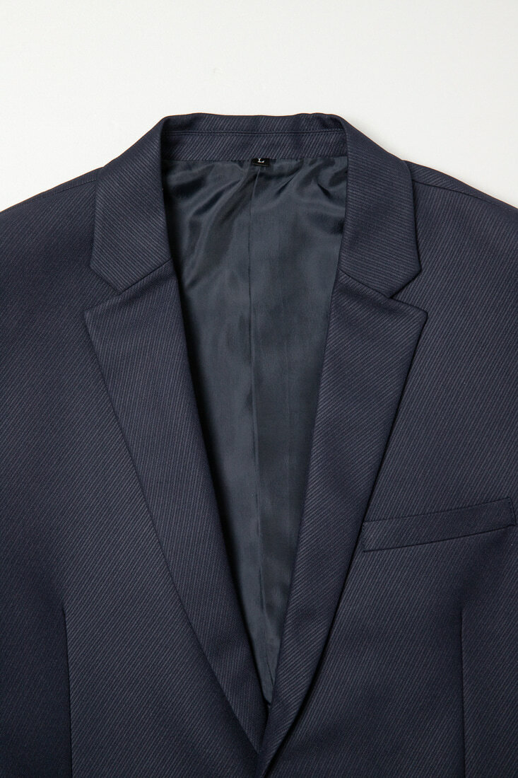 藍色斜紋西裝男正裝-領口設計