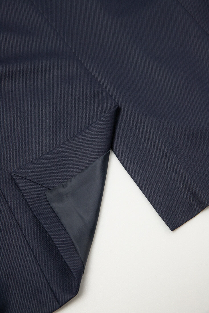 藍色斜紋西裝男正裝-後開中叉設計