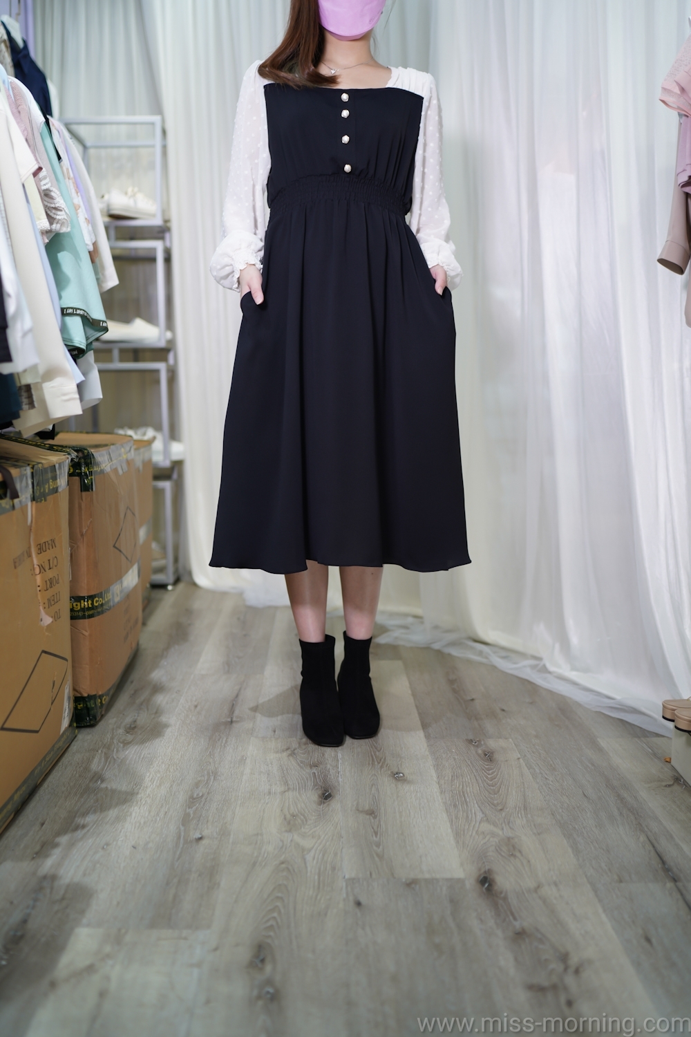 方領款連身裙(66392)