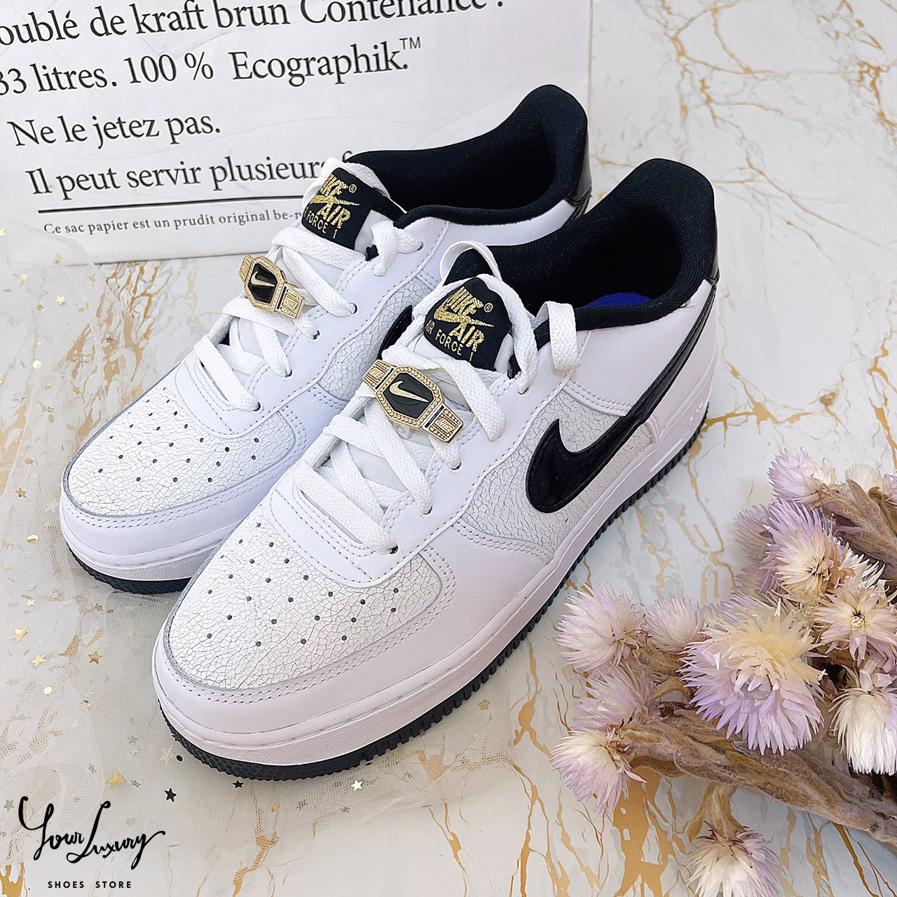 Luxury】限定款Nike Air Force 1 GS 扣環金飾World Champs DQ030