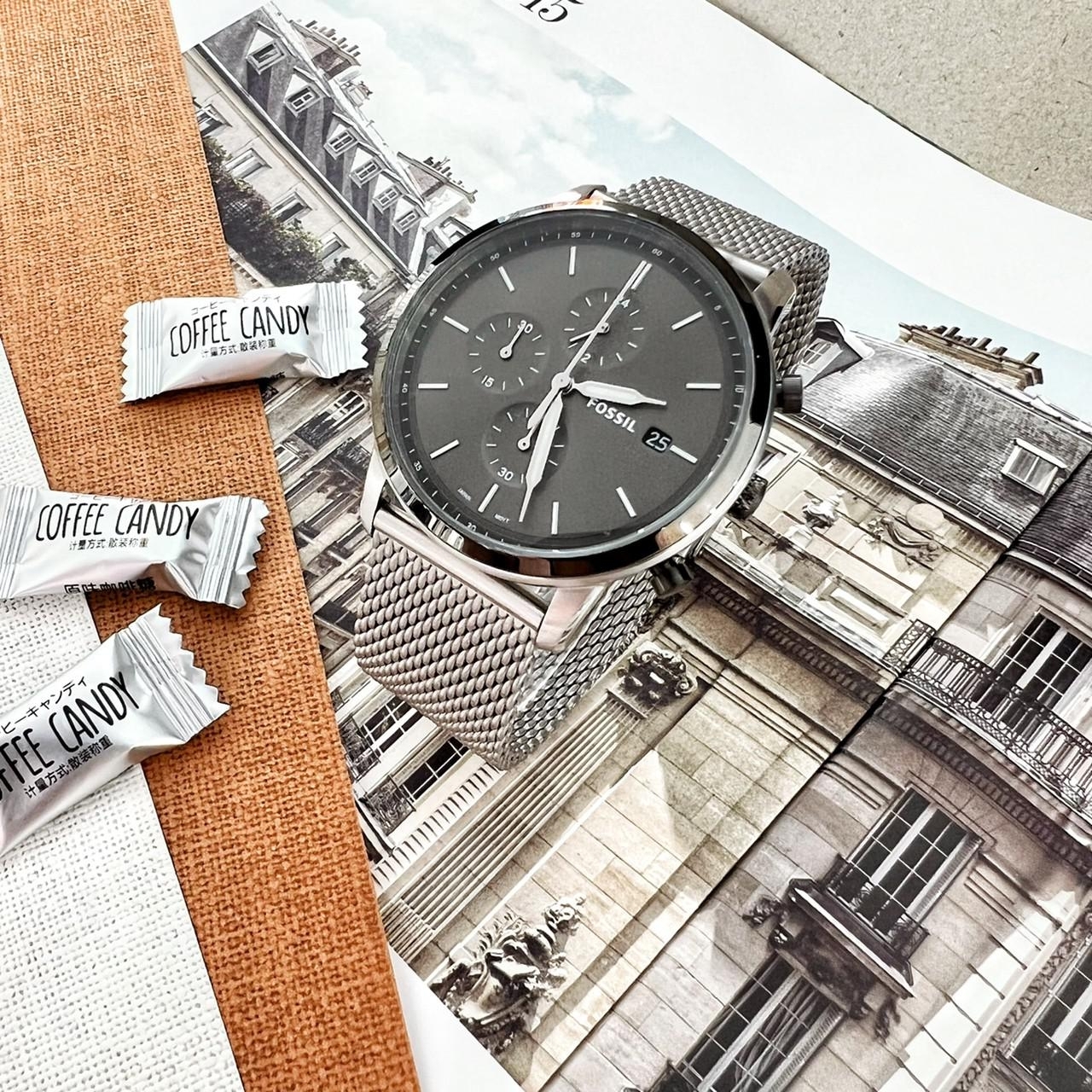 【Fossil】潮流三眼計時米蘭腕錶 FS5944 42mm 現代鐘錶