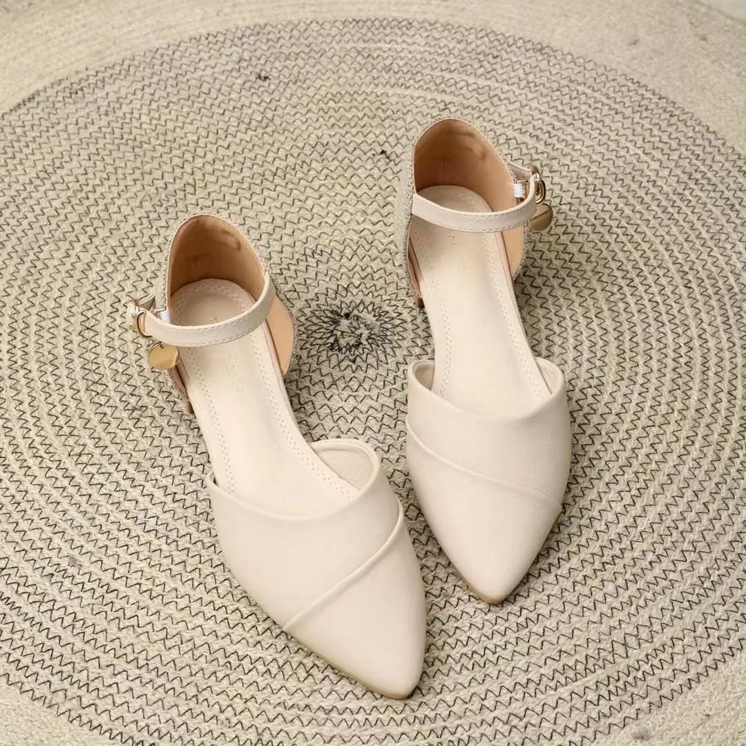 氣質甜美拼接低跟鞋