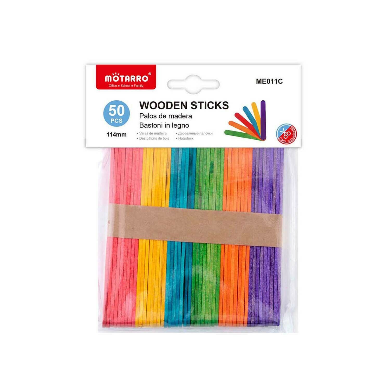 Motarro 114mm 彩條木色雪條棍 50枝