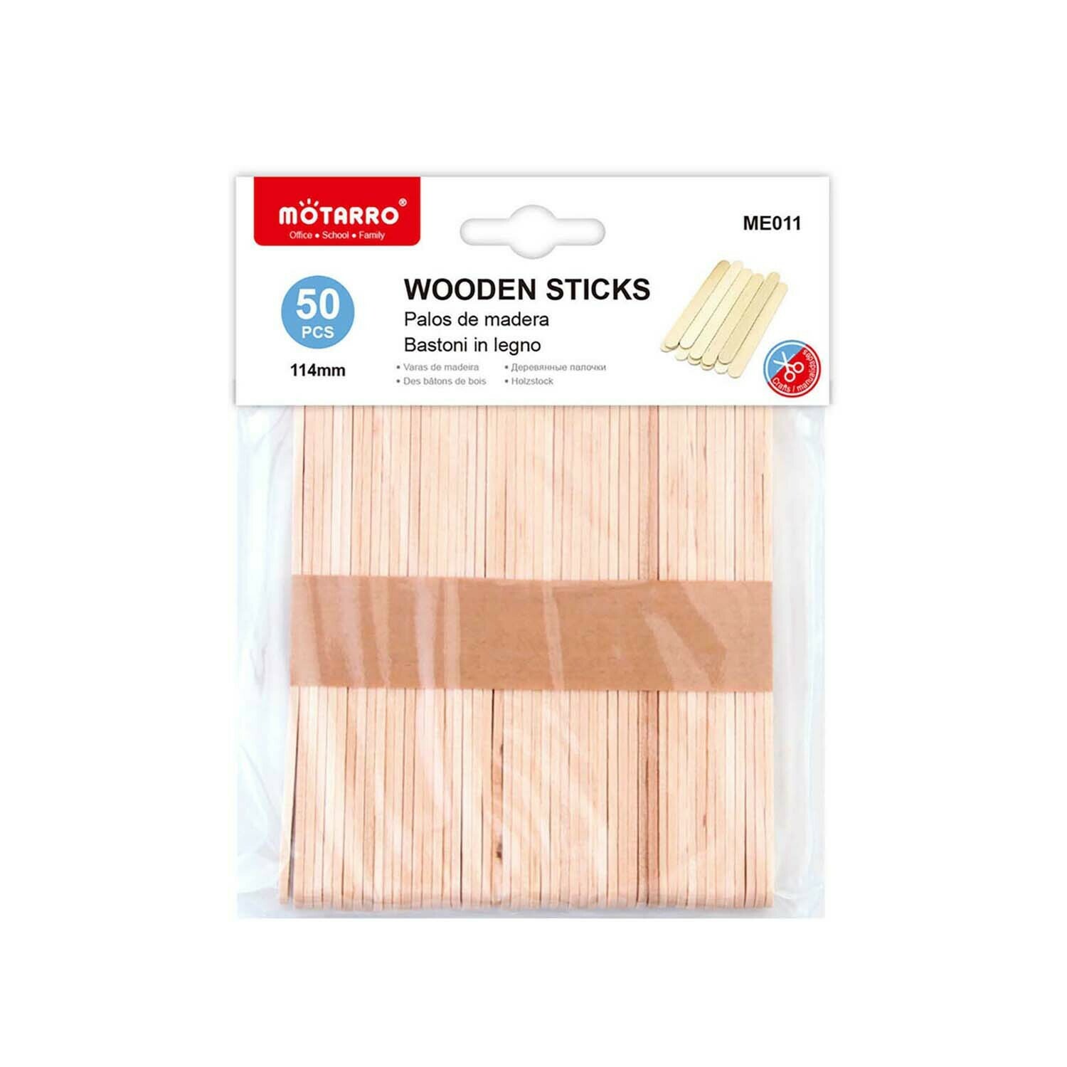 Motarro 114mm 長條木色雪條棍 50枝