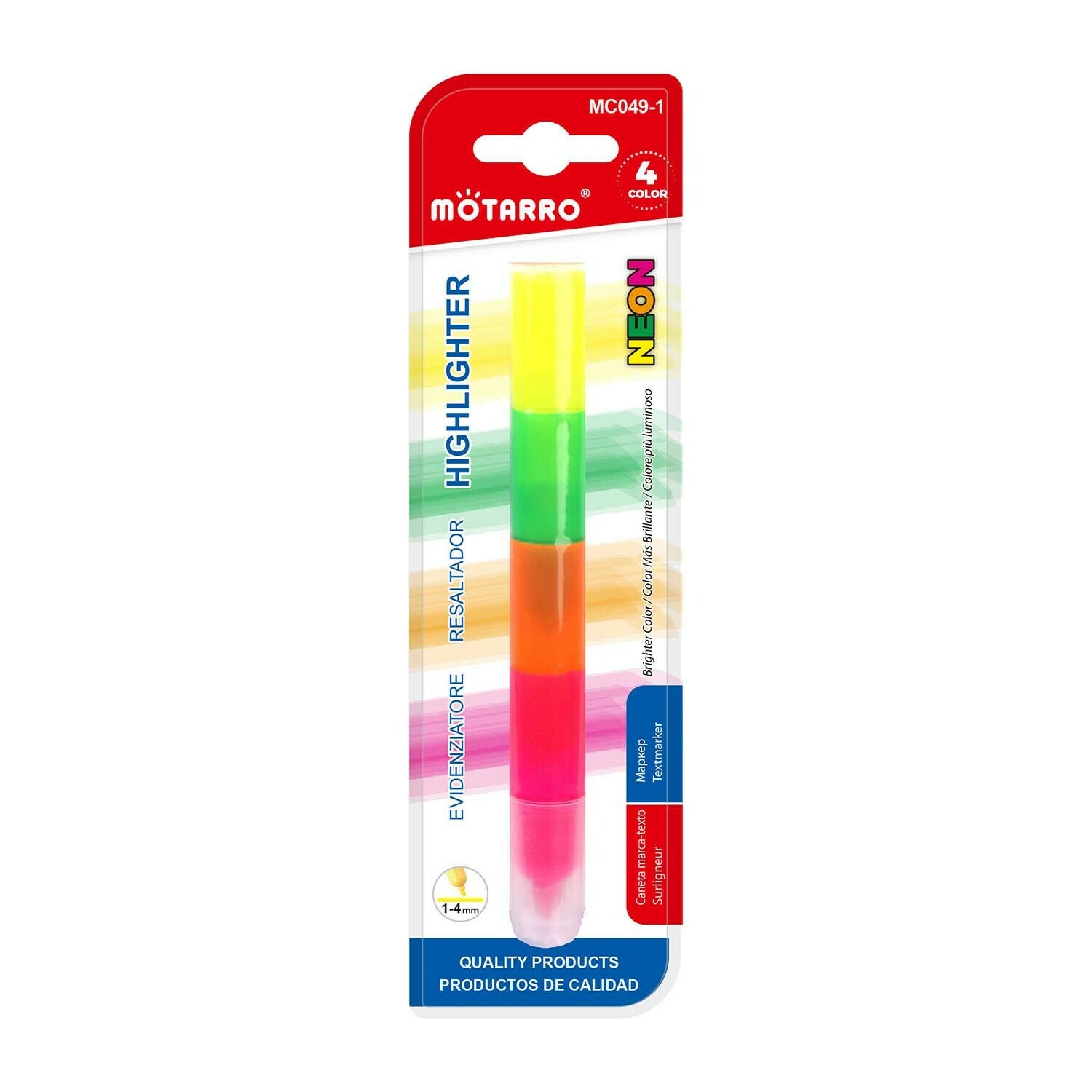 Motarro 迷你拼接式螢光筆-螢光色系 4色