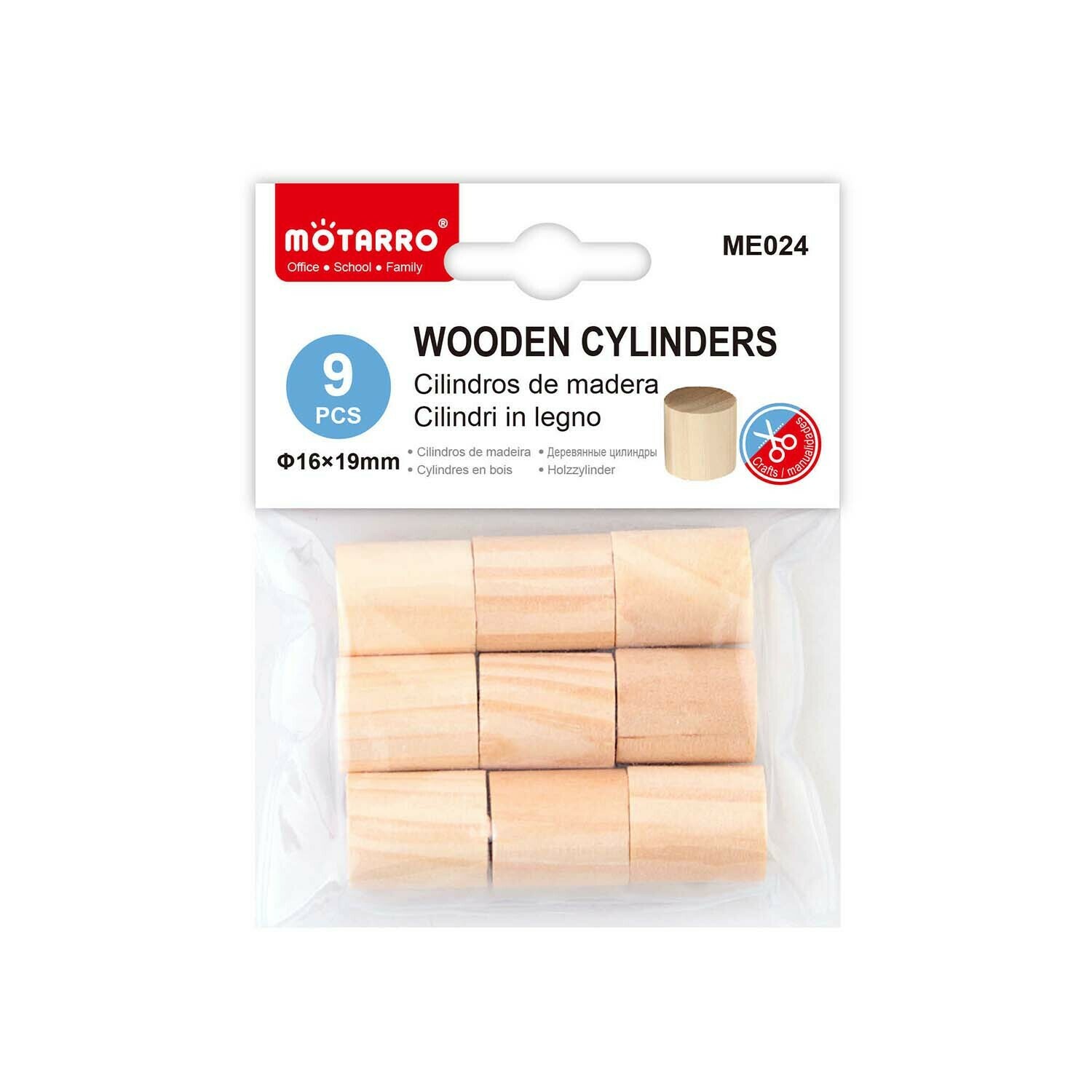 Motarro 16*19mm 木色圓柱體 9粒