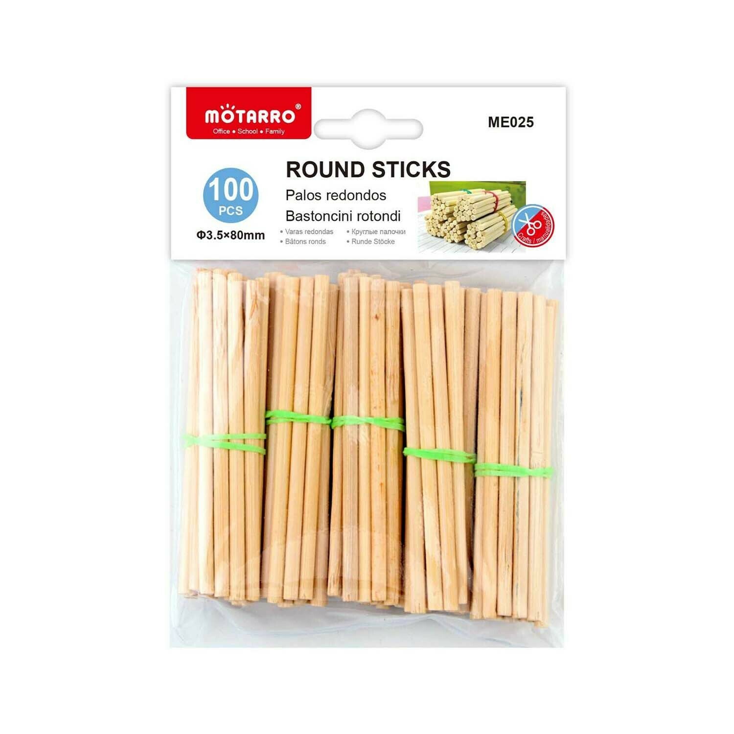 Motarro 3.5*80mm 木色長條木棒 100枝