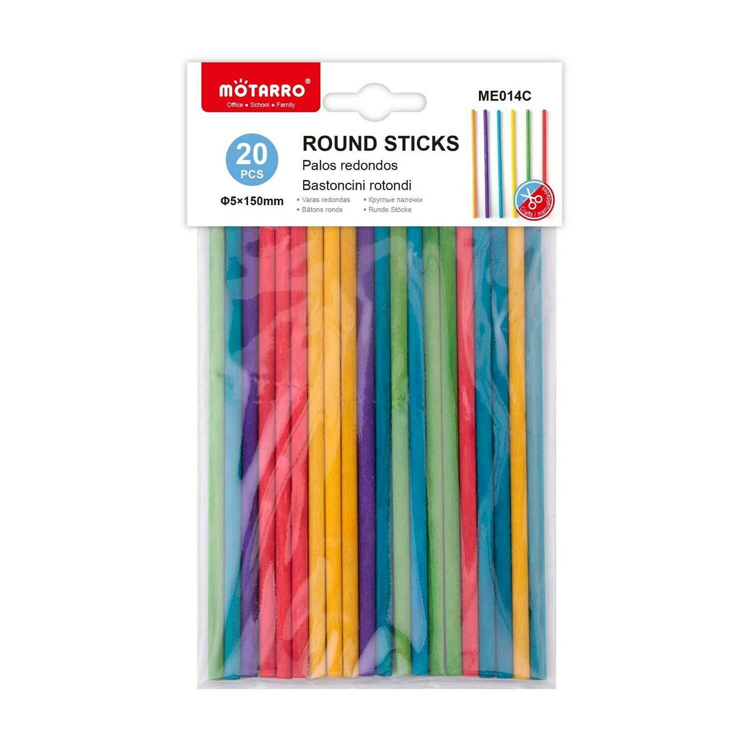 Motarro 5*150mm 彩色圓木棒 20枝