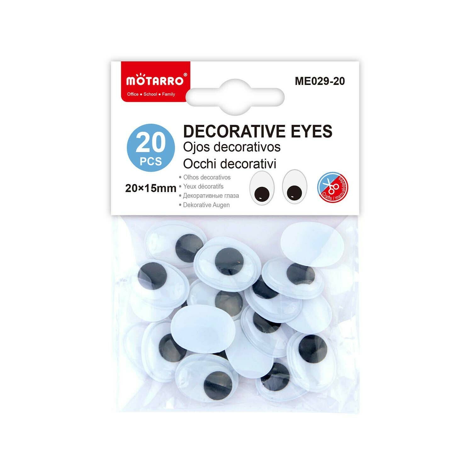 Motarro 20*15mm 橢圓形黑色眼睛 20粒
