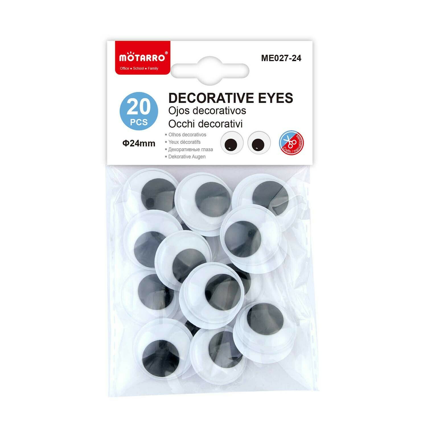 Motarro 24mm 圓形黑色眼睛 20粒