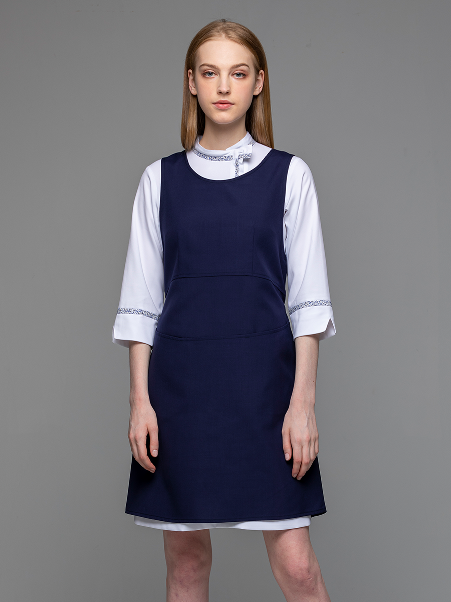 【 C605-B9 】無防潑水圍裙-C經典布-深海藍