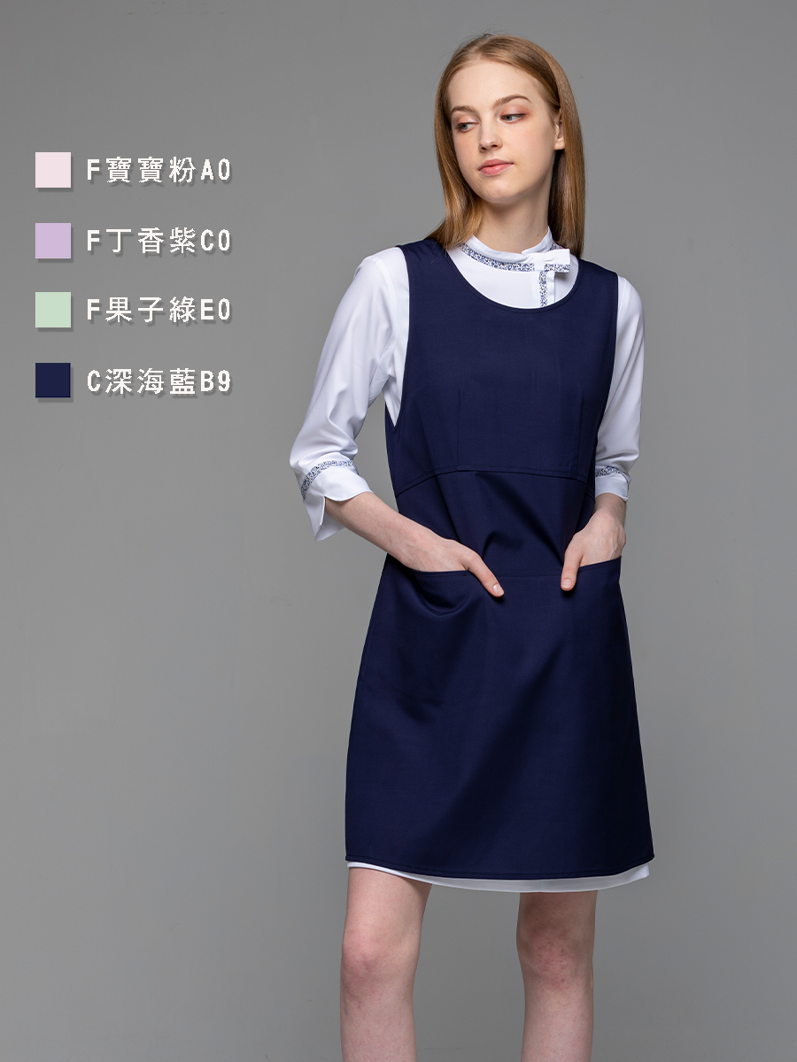 【 C605-B9 】無防潑水圍裙-C經典布-深海藍