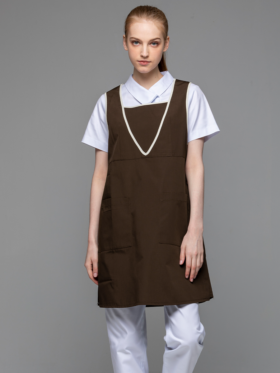 【 C602-F9 】無防潑水圍裙-C經典布-咖啡棕