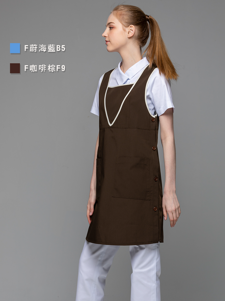 【 C602-F9 】無防潑水圍裙-C經典布-咖啡棕