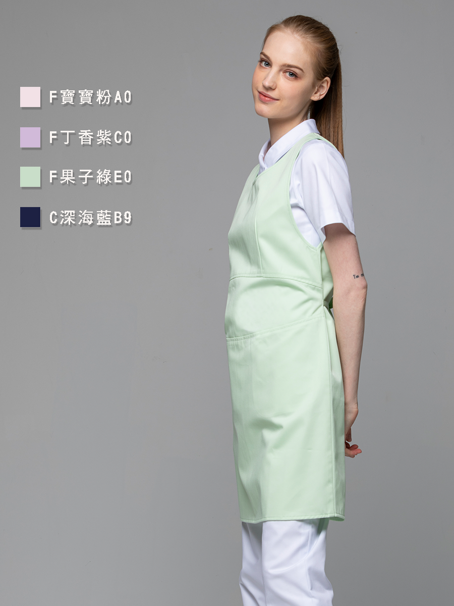 【 F605-E0 】防潑水圍裙-F防潑水布-果子綠