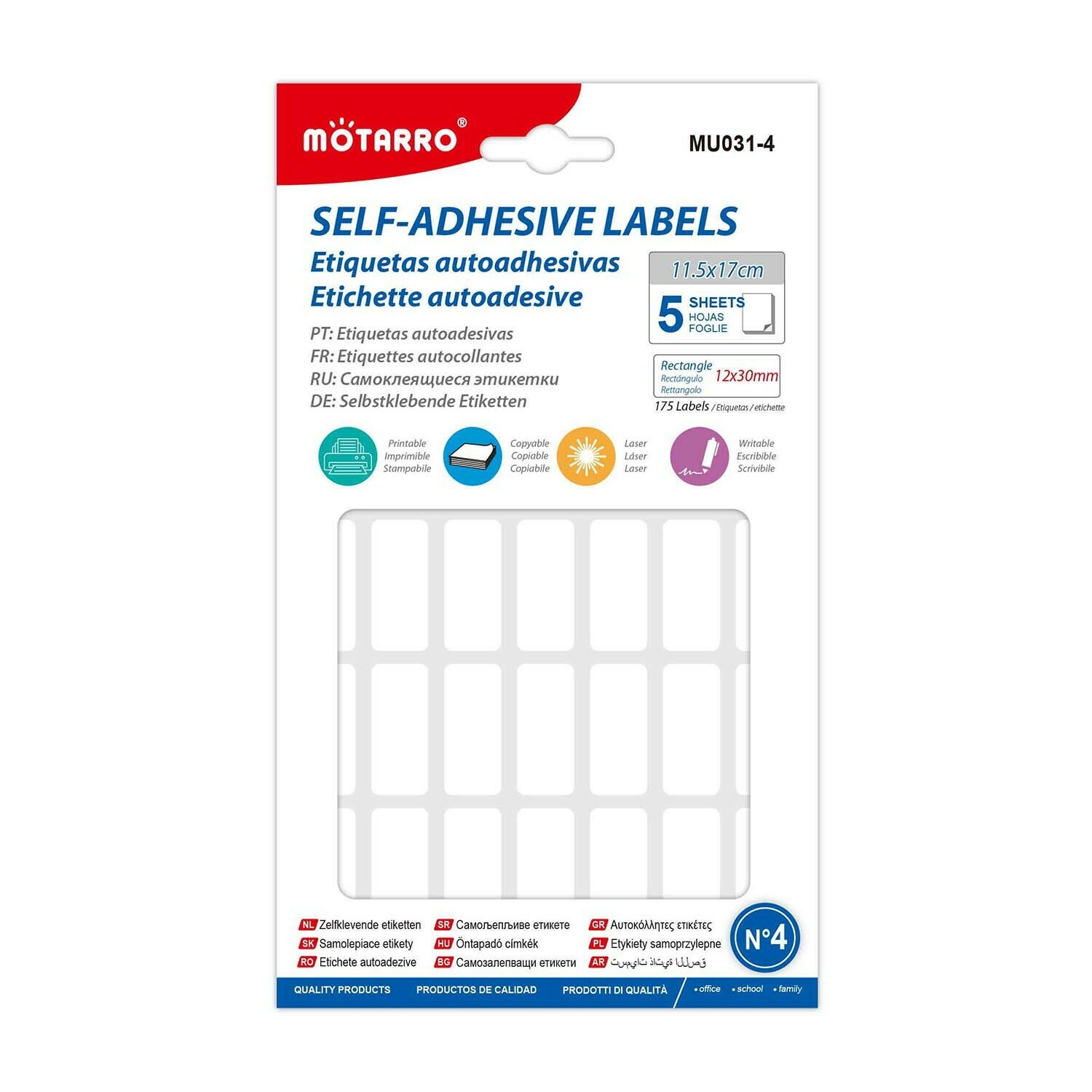 Motarro 12*30mm 長方形label紙 5張 