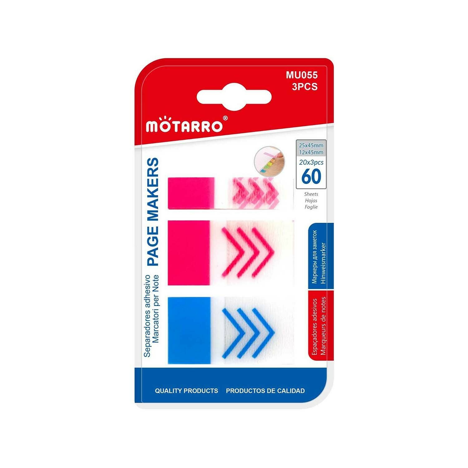 Motarro 25*45mm 三入活頁式箭咀索引貼 60張