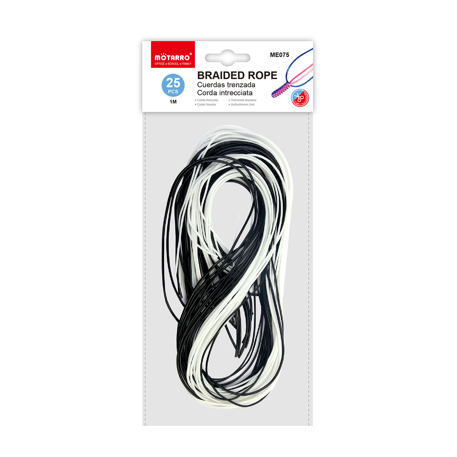 Motarro 1米 黑白編織繩 25條
