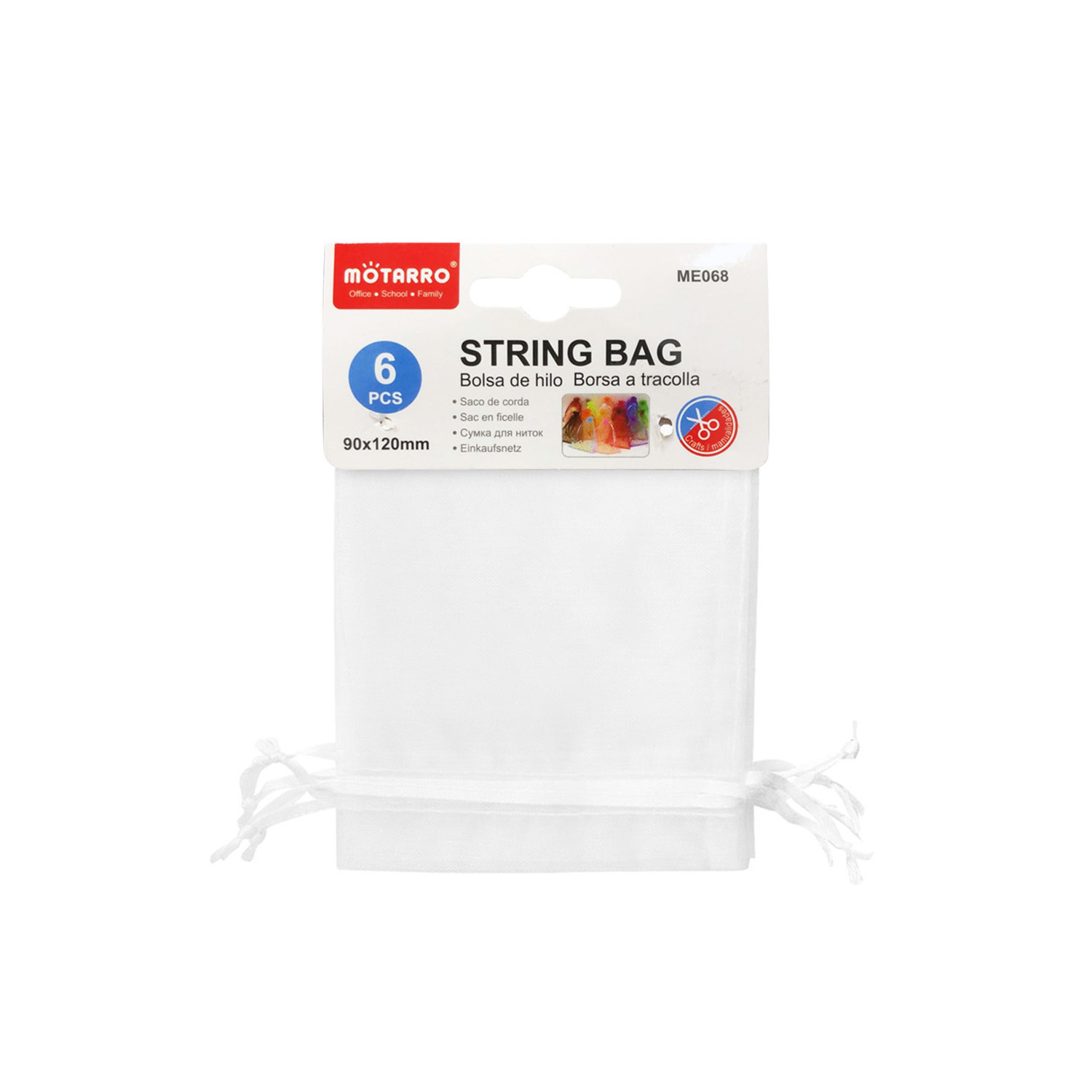 Motarro 9*12cm 索繩珍珠紗袋 白色 6個