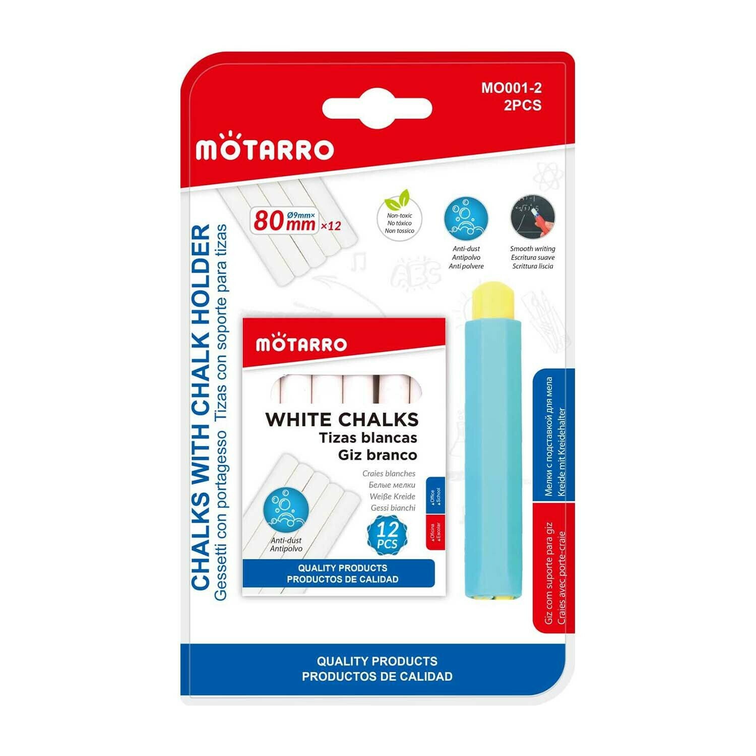 Motarro 80mm 白色粉筆連筆套 12枝