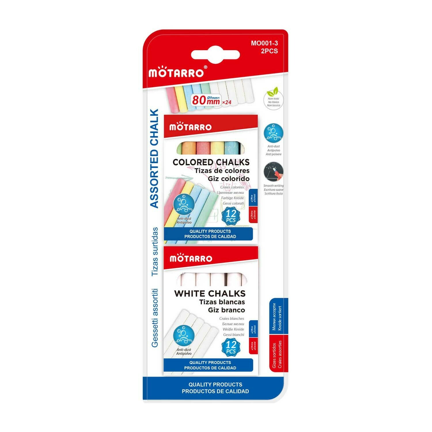 Motarro 80mm 白色及彩色粉筆套裝 24枝