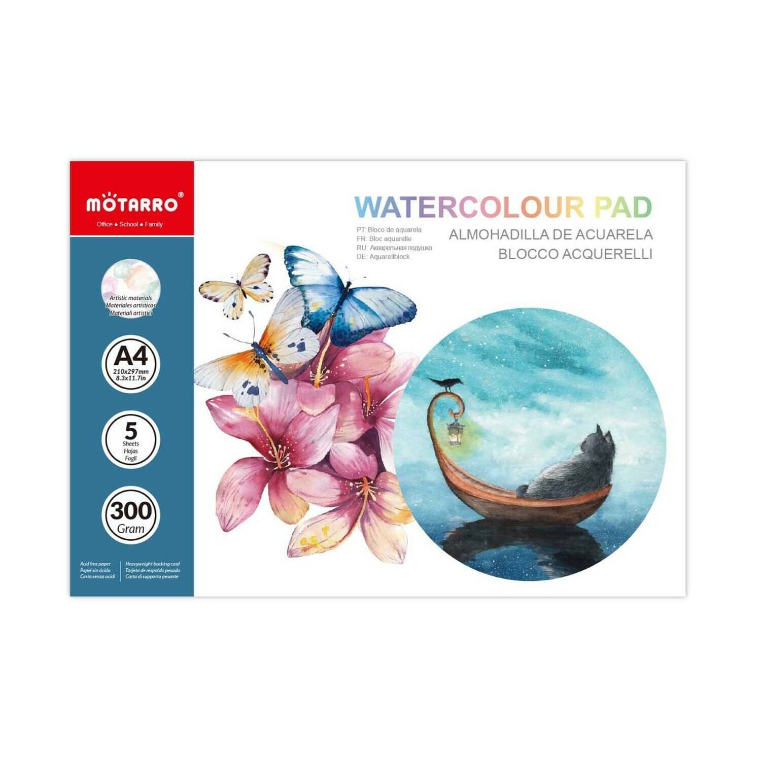 Motarro A4 水彩畫簿 5頁 300g
