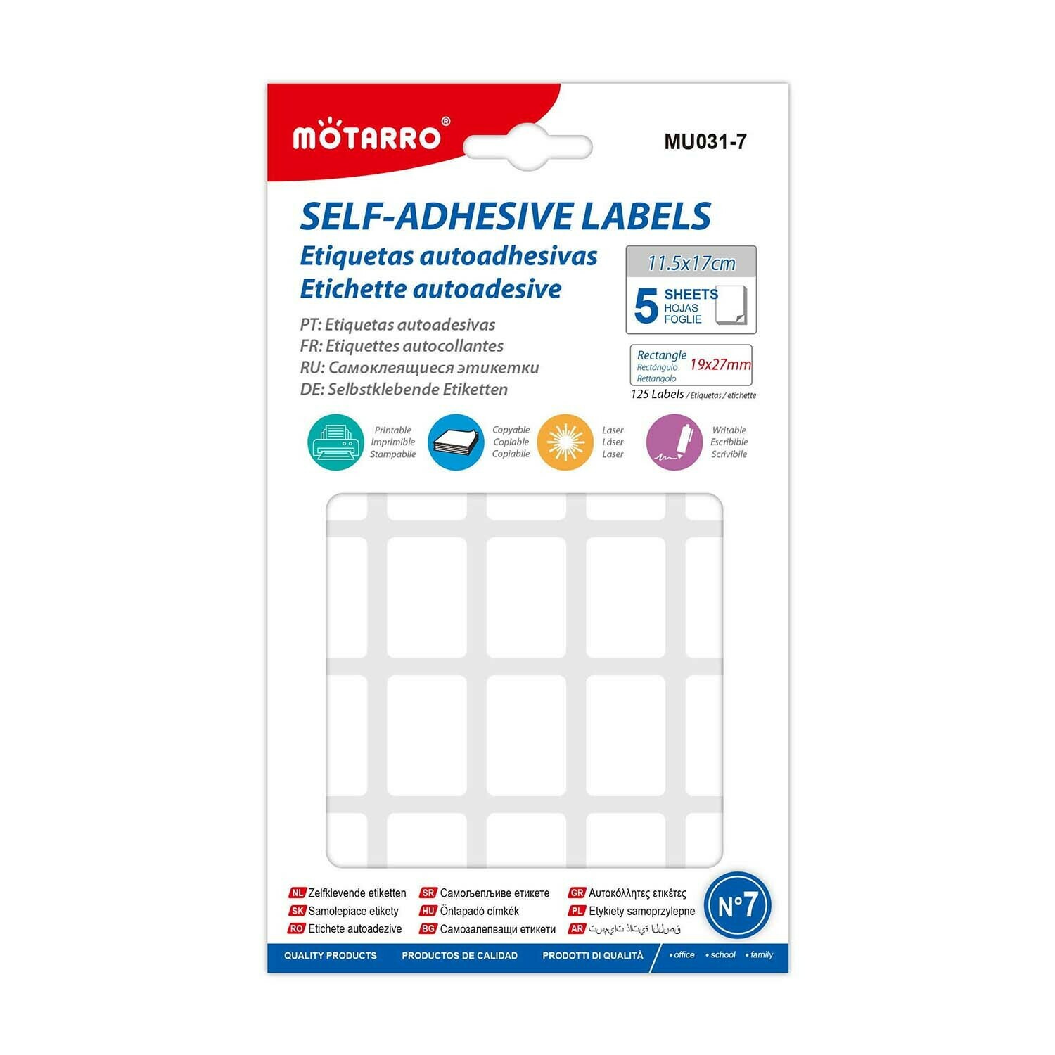 Motarro 19*27mm 長方形label紙 5張 125貼