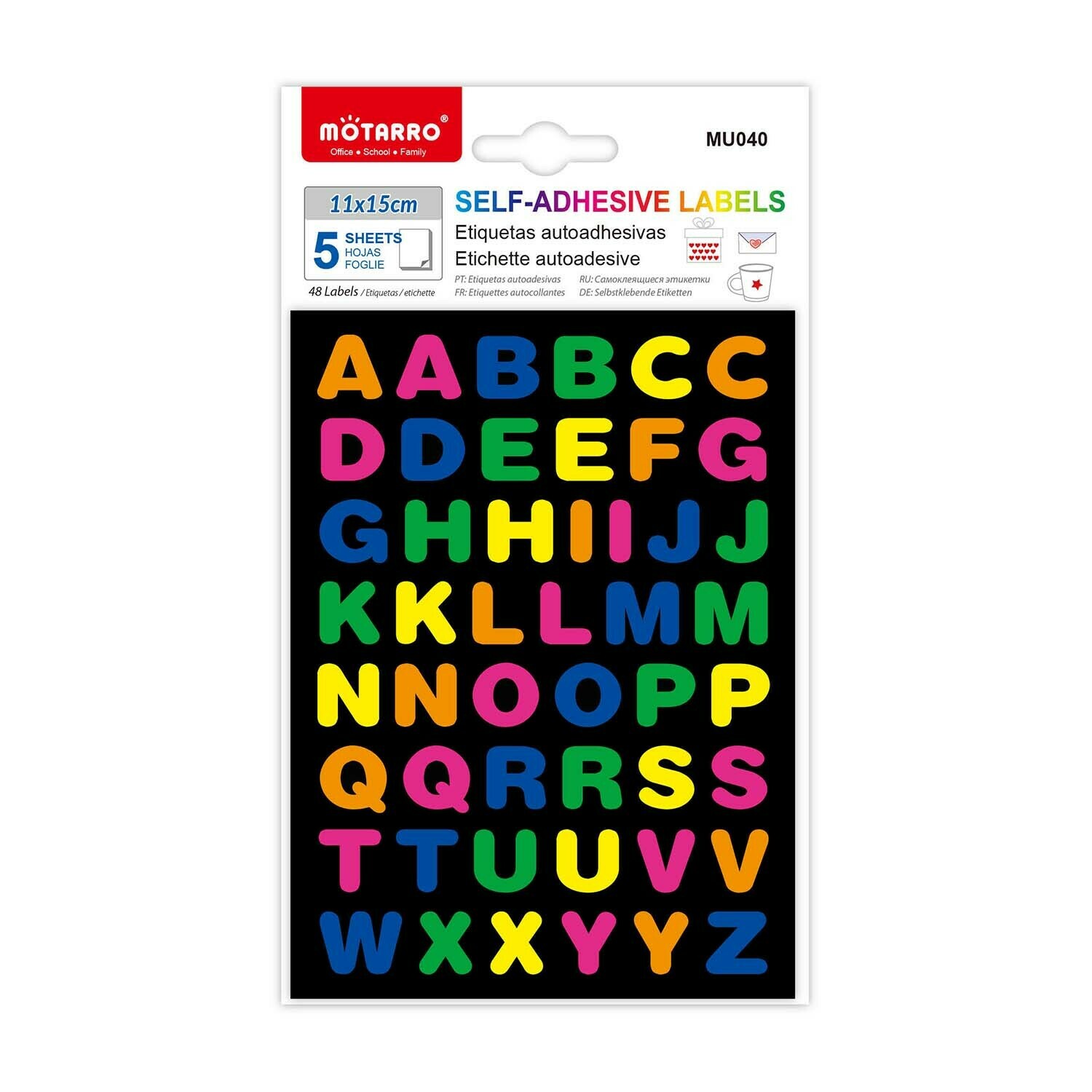 Motarro 螢光色英文字母貼紙 5張 60貼