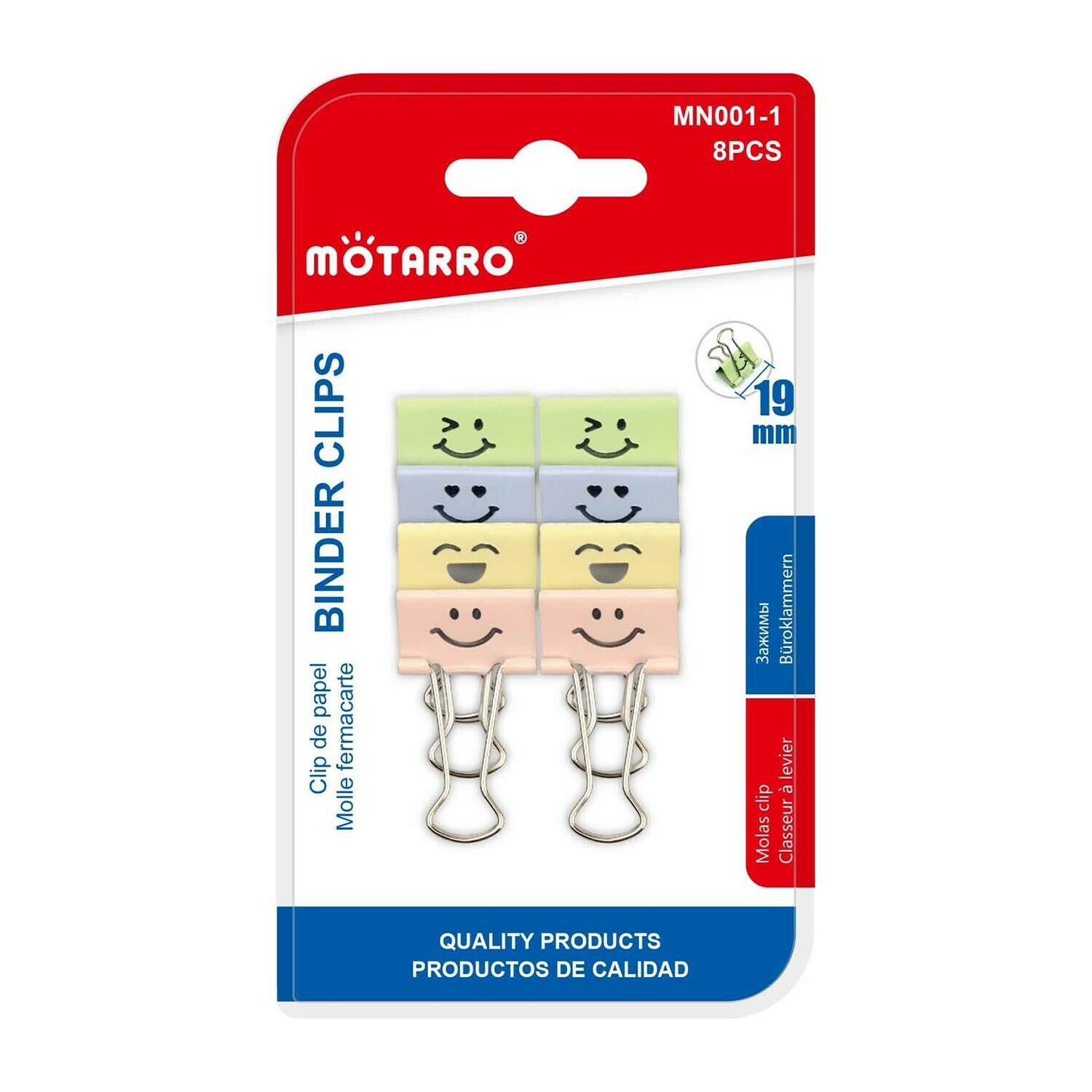 Motarro 19mm 笑臉長尾夾 8個