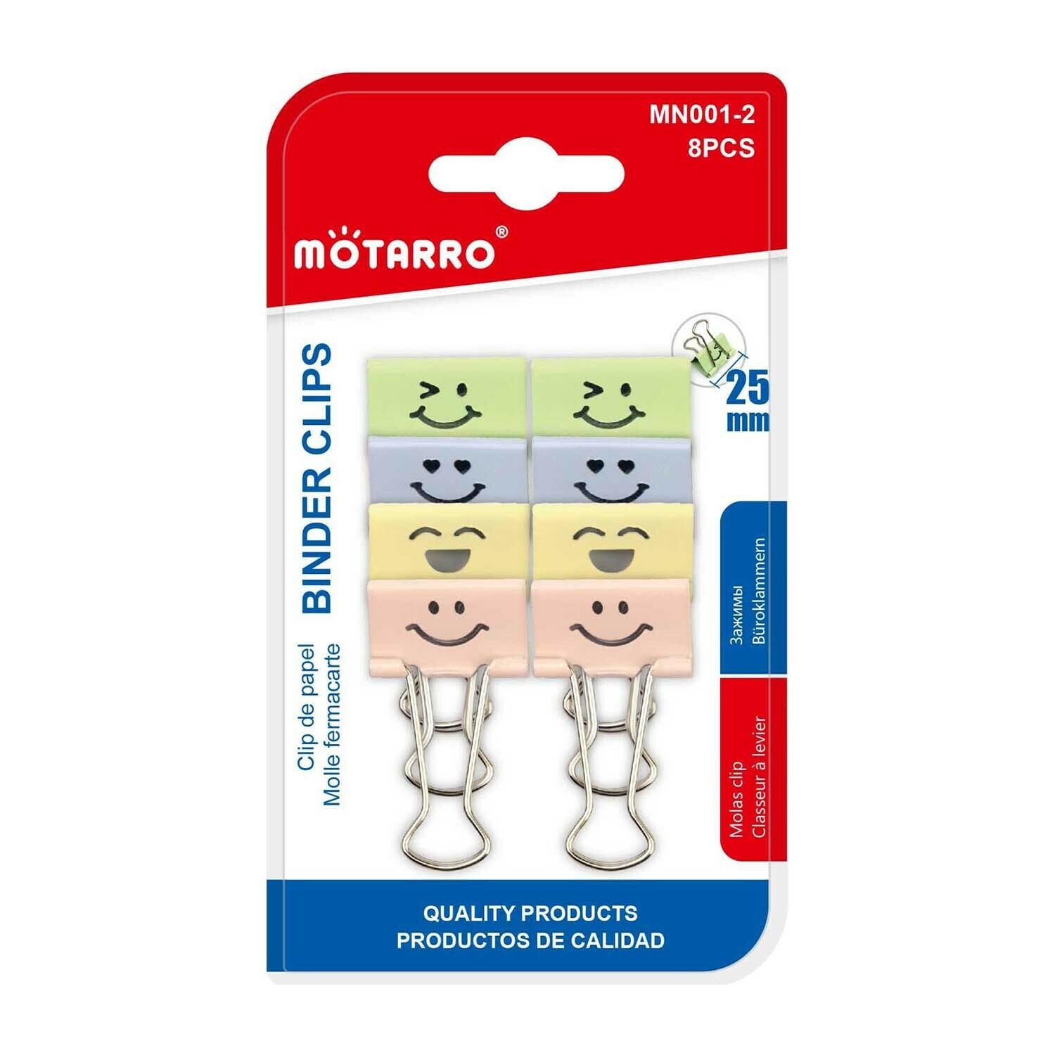 Motarro 25mm 笑臉長尾夾 8個