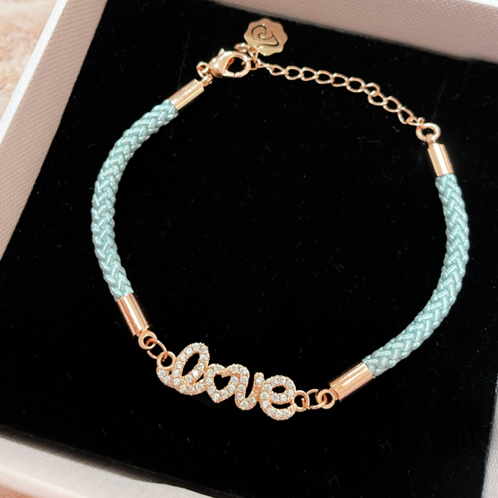 L.O.V.E 玫瑰金手繩
