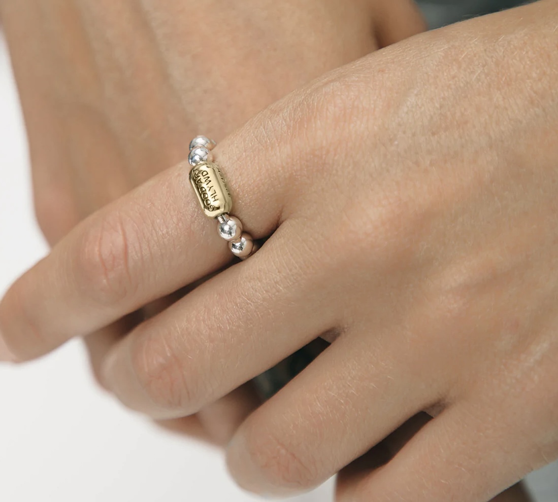 2-tone #10 Ball Chain Ring (18k/Sv.)