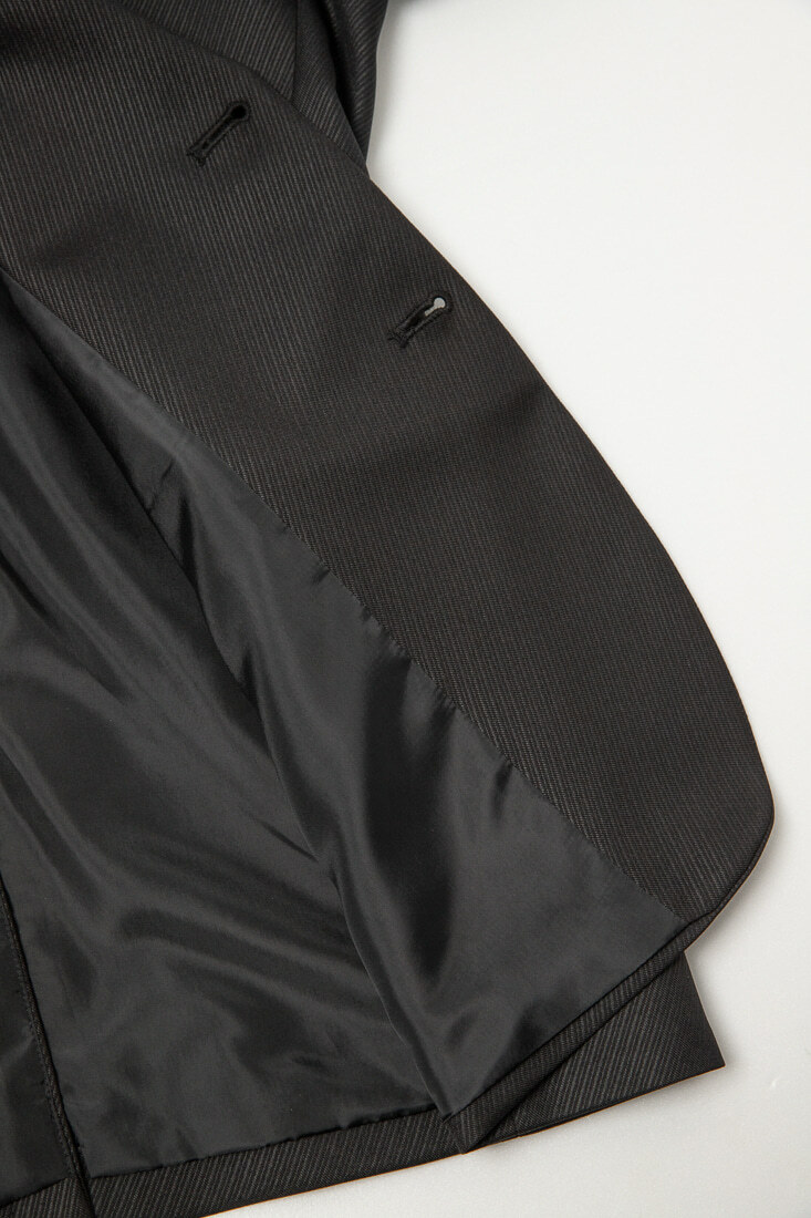 黑色斜紋西裝男正裝-下擺設計