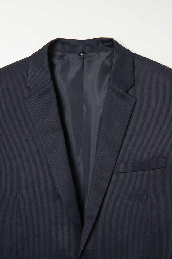 藍色條紋西裝男正裝-領口設計